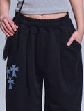 Front TRIPLE CROSS Embroidered Training Pintuck Wide Pants