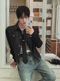 Kurt knit color matching leather jacket