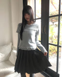 Depin layered two-way angora short-sleeve long-sleeve frilled t-shirt