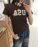 USET USA Vintage Patch Short Sleeve T-Shirt