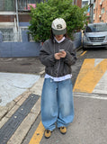 Nihin Washing Denim Wide Pants