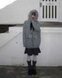 Levin Stripe Drop Knit Fur Hooded Cardigan