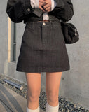 Rank Black Denim Mini Skirt