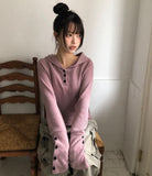 Elz Button Rib Hood Knit