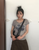 Retained eyelet leather cross shoulder bag