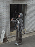 Leaf Overfit Hooded Checkered Shirt