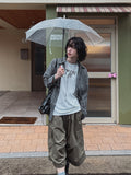 Bulky pintuck cargo Bermuda pants