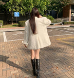 Boucle Quilting Lining Fur Shoulder Pad Winter Jacket