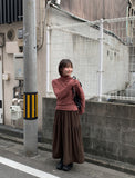 Toriku banding frill corduroy long skirt