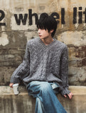 Drizzle Cable V-neck Wool Knit