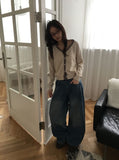 Yoshi Color Matching V-Neck Knit Cardigan
