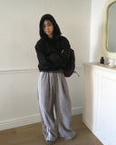 Comille Half Button Padded Hood Anorak Sweatshirt