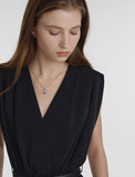 Volume Square Silver (W) Onyx Necklace