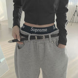 Leather Matte Silver Buckle Belt