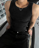 Pigmented Damage Detail Muscle Fit Sleeveless