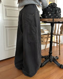 Lesion Pocket Strap Balloon Fit Cotton Long Pants