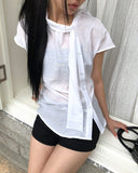 Kenbi Scarf Short Sleeve Blouse