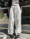 Nunt pintuck stitch wide cotton pants