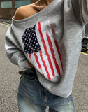 Vintage Flag Off-Shoulder Sweatshirt