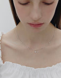 Essence Silver (W) Moissanite Flower Dainty Necklace