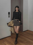 [U-BASIC] Soft Ribbed Round Crop Long Sleeve