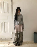 Marble Mix Color Button Point Cardigan