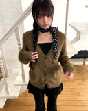 Laha Angora V-neck Fur Cardigan