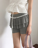 Sofu Lace Tiered Biker Skirt Leggings