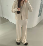 Knit Two-Way Hood Zip-Up Banding Loose Fit Pants Two-Piece Set