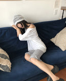 Stripe Punching Mesh See-Through Beanie