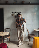 Deep corduroy one-tuck pants