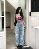 Blush Lace Sagging Denim Pants