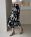 Arta Pattern Banding Flare Skirt