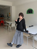 Futero Check Frill Banding Long Skirt