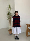 [unisex] Henken Stripe Hood Knit Vest