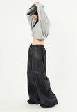Oil washed back cargo wide banding pants