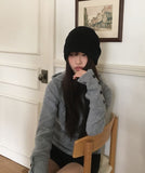 Lenin Button High Neck Hooded Long Sleeve Knit