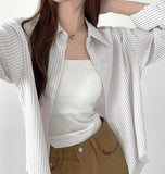 Striped loose fit long sleeve shirt