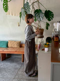 Friend Pocket Cotton Wide Overalls