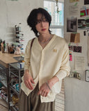 City embroidery V-neck cardigan