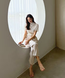 Prina Half Neck Pleated Tee Blouse