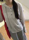 Sayu Stripe Button Hood Long Sleeves
