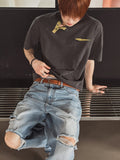 Philo Diagonal Henley Neck Short Sleeve T-shirt