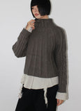 (WOOL) CABLE HIGH-NECK KNIT