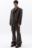 washing leather 4 buttons blazer