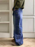 Radi Unique Zipper Pocket Long Wide Denim Pants