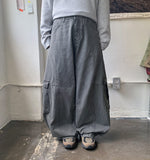 [unisex] Collet Pigment Curved Cargo Balloon Wide Pants