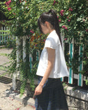 Lute round collar button puff jacket
