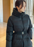 [Duck Down100%] Meju Side Button Hood Long Padding (Belt Set)