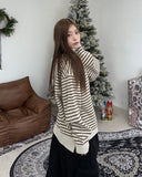 Fedon Stripe Warmer Knit Hood Zip-up